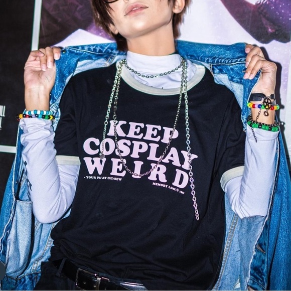 Cut/Sew Other - Cut/Sew “Keep Cosplay Weird” Black & White Ringer T-Shirt Size M